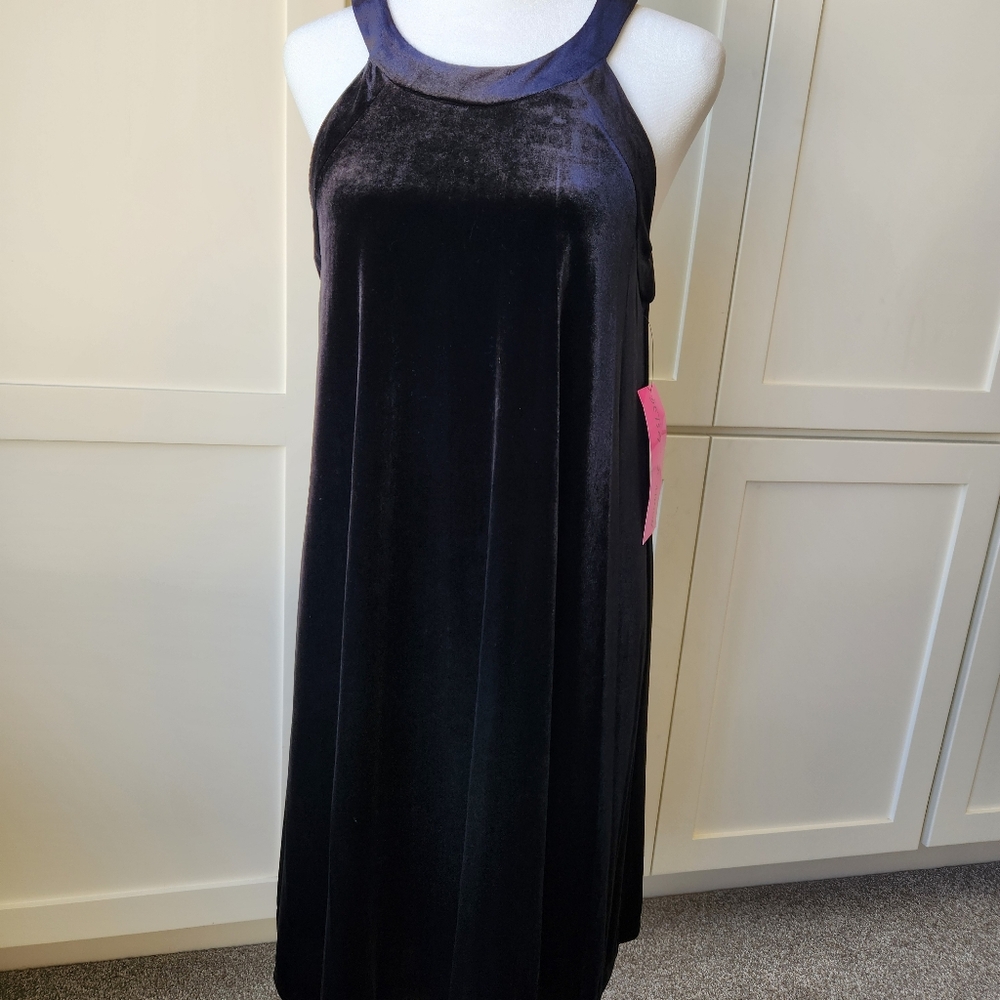 Betsey Johnson Whimsigoth Black Velvet Trapeze Swing Dress Sexy Party New Size 8